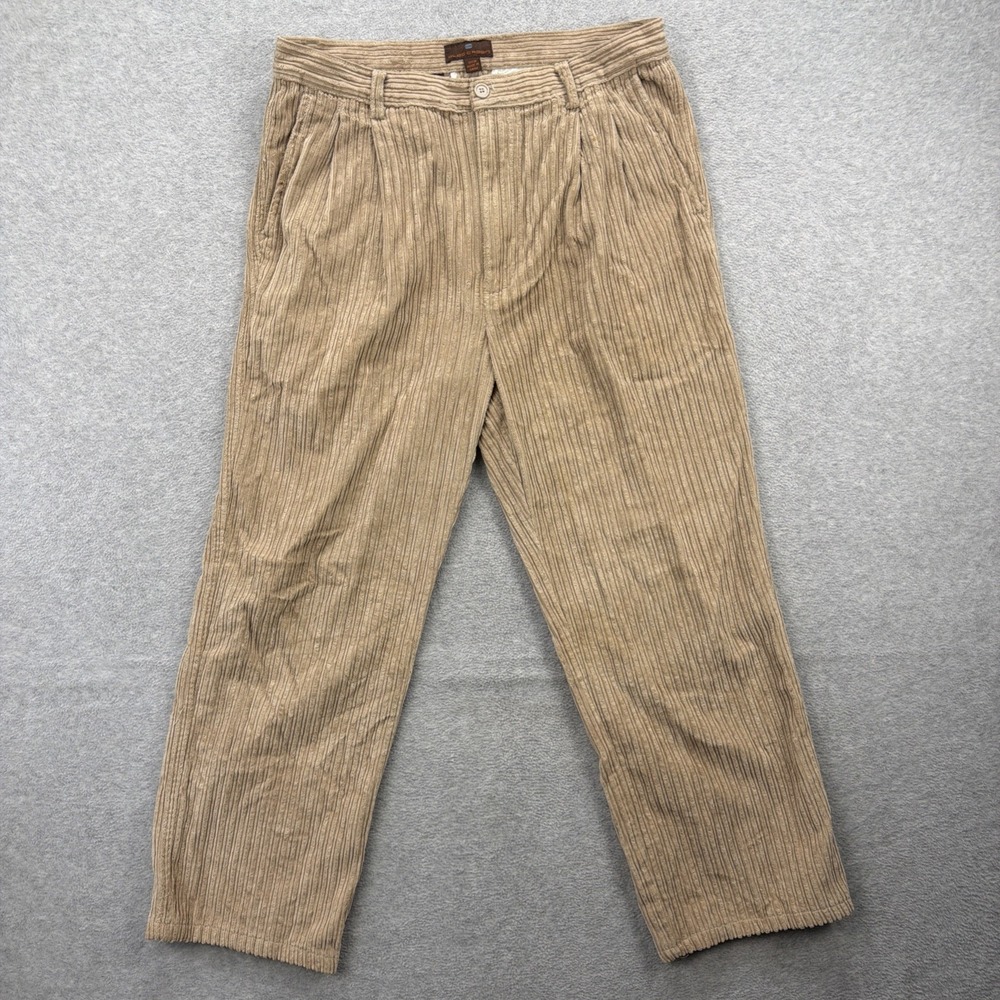 Oleg Cassini Corduroy Pants Mens 36x28*‎ Brown Cords Chunky Heavy Y2K Pleated